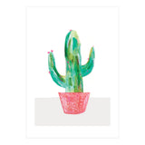 Painted Cactus In Coral Plant Pot (Print Only) thumbnail