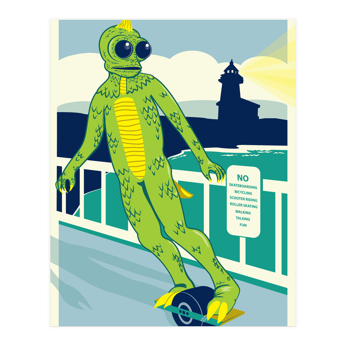 Sleezstak riding One Wheel (Print Only)