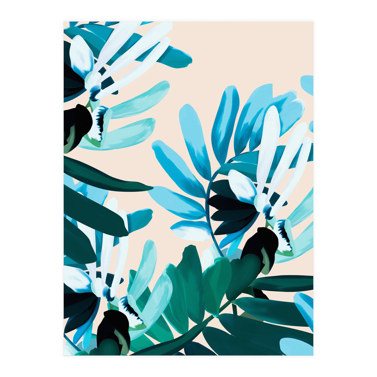 Large bluish botanical leaves  (Print Only)