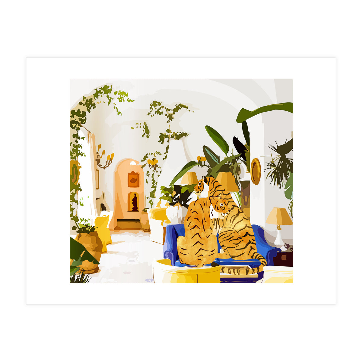 Tiger Reserve Villa | Bohemian Tropical Jungle Décor | Pastel Honeymoon Couple Love Wildlife (Print Only)