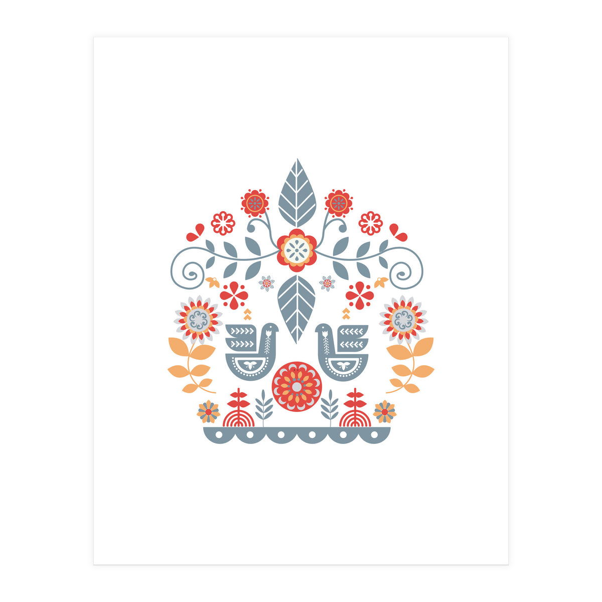 Scandinavian Folk Art Pattern (Print Only)