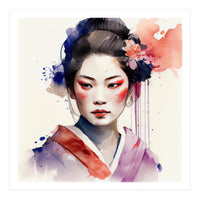 Watercolor Modern Geisha #3 (Print Only)