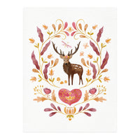 Floral Stag | Earthy Colours (Print Only)