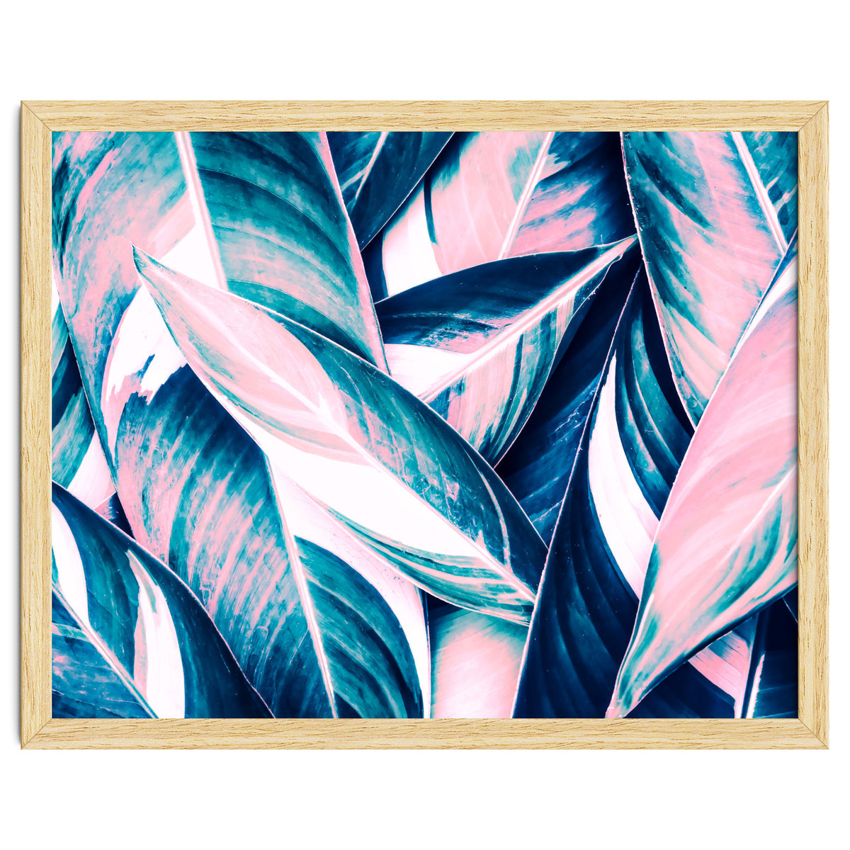 Botanical leaf pink and blue