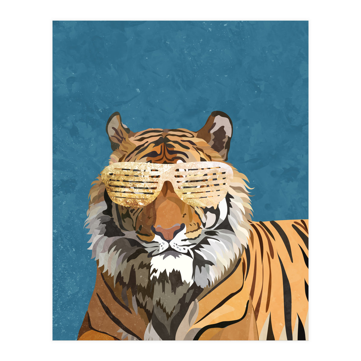 Hip Hop Tiger Blue and Gold (Print Only)