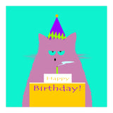 Birthday Lilac Cat  (Print Only) thumbnail