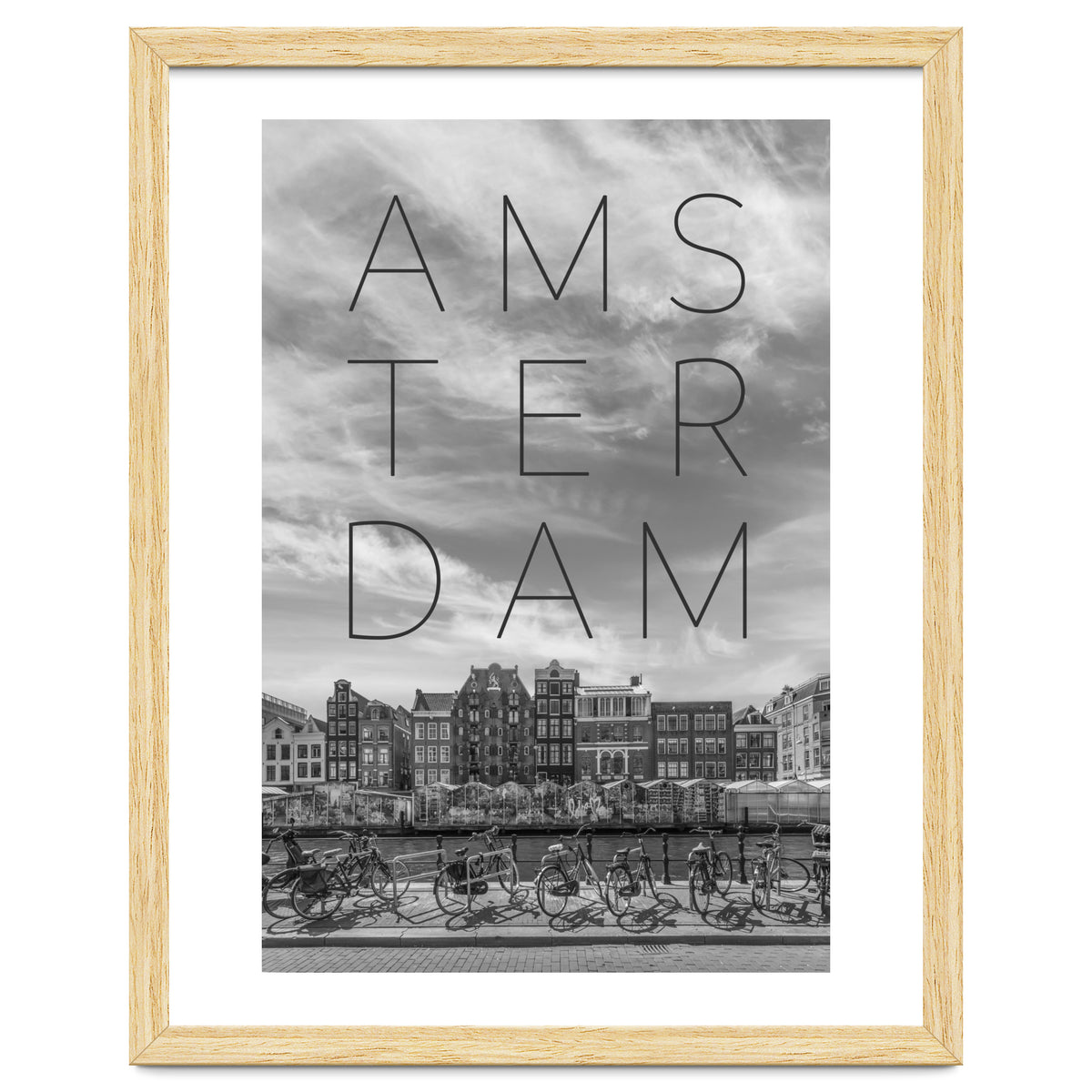 AMSTERDAM Singel Canal with Flower Market | Text & Skyline
