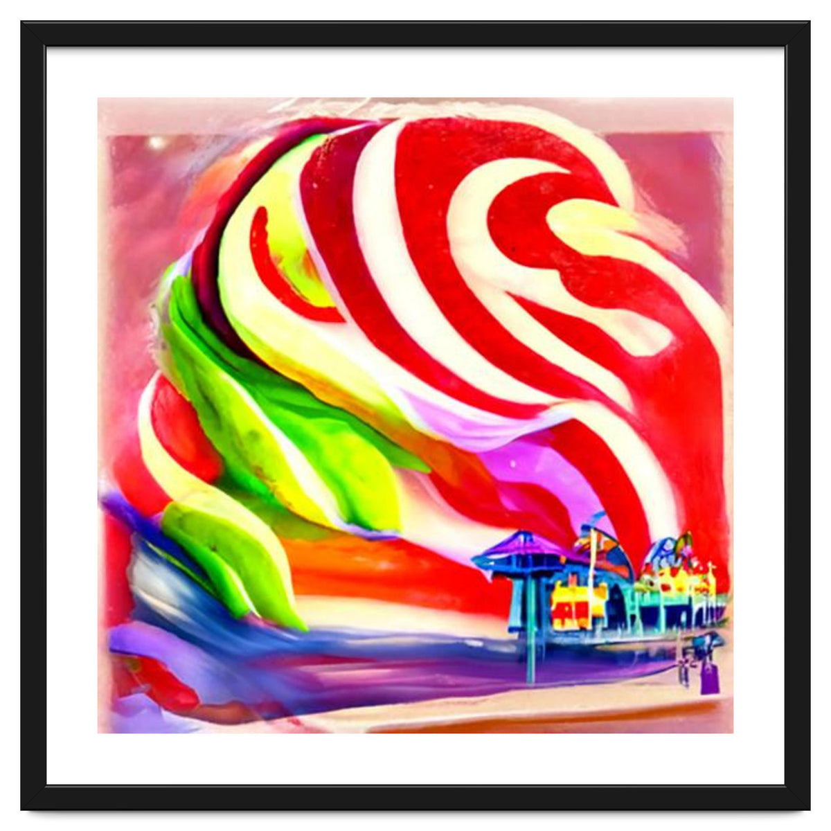 Santa Monica Pier swirly Candy AI Art