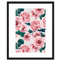 Pattern pink vintage peonies