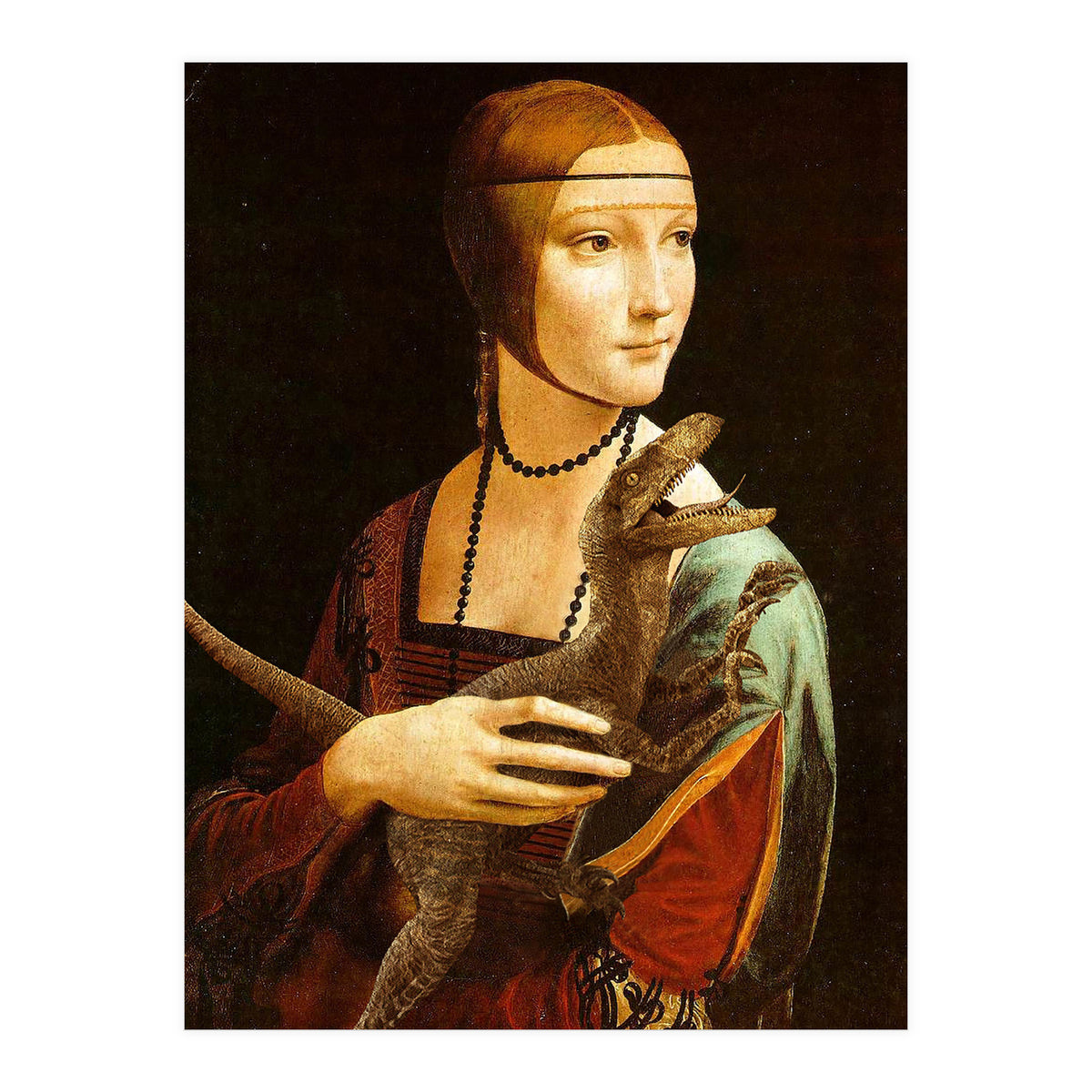 Lady With A Velociraptor (Print Only)