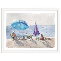Under an umbrella in the sun. Watercolor