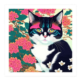 Pawsome, Curious Cat Pets, Animals Vintage Illustration, Whimsical Botanical Nature Wild, Bohemian Garden Floral (Print Only) thumbnail