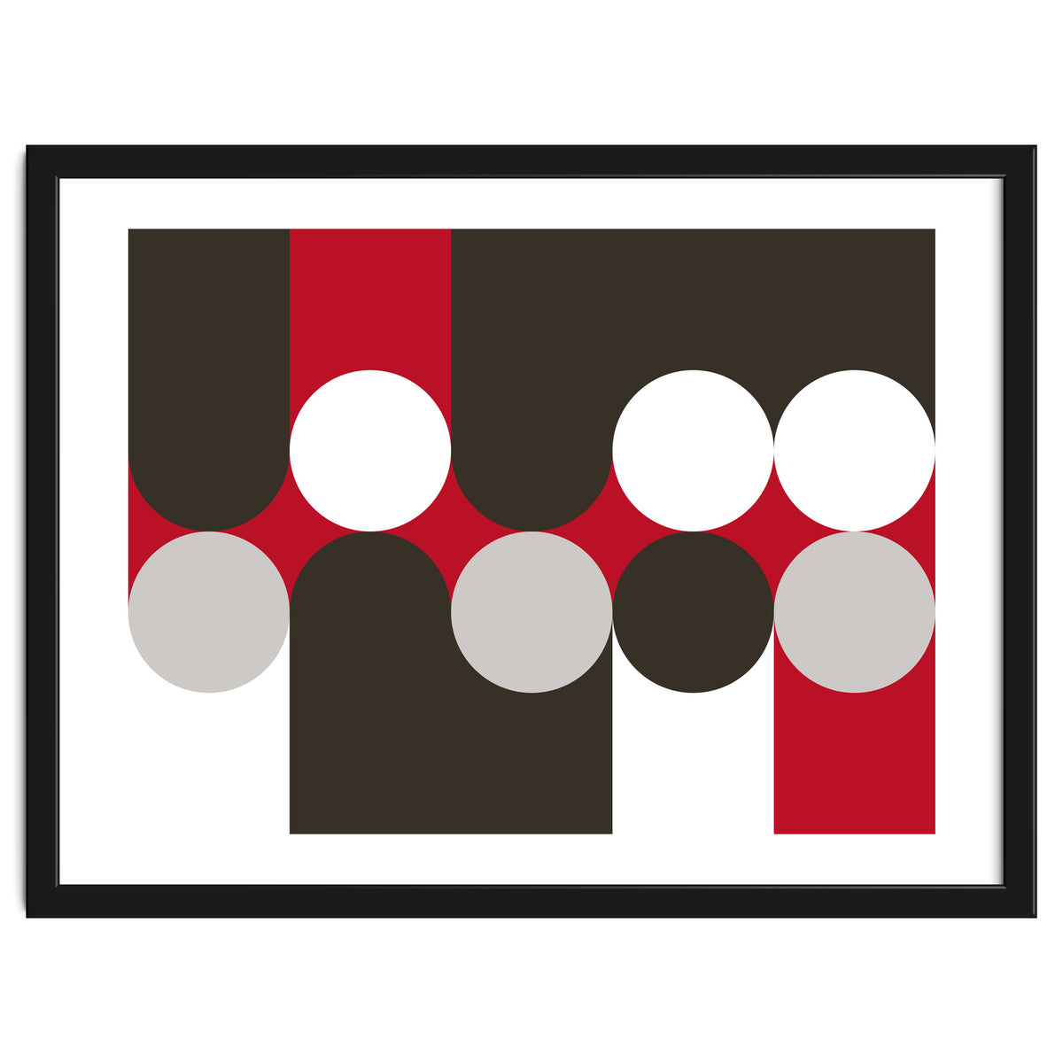 Geometric Shapes No. 33 - brown, red & white