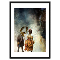 VINTAGE COUPLE IN AUTUMNAL ABSTRACT FOREST I
