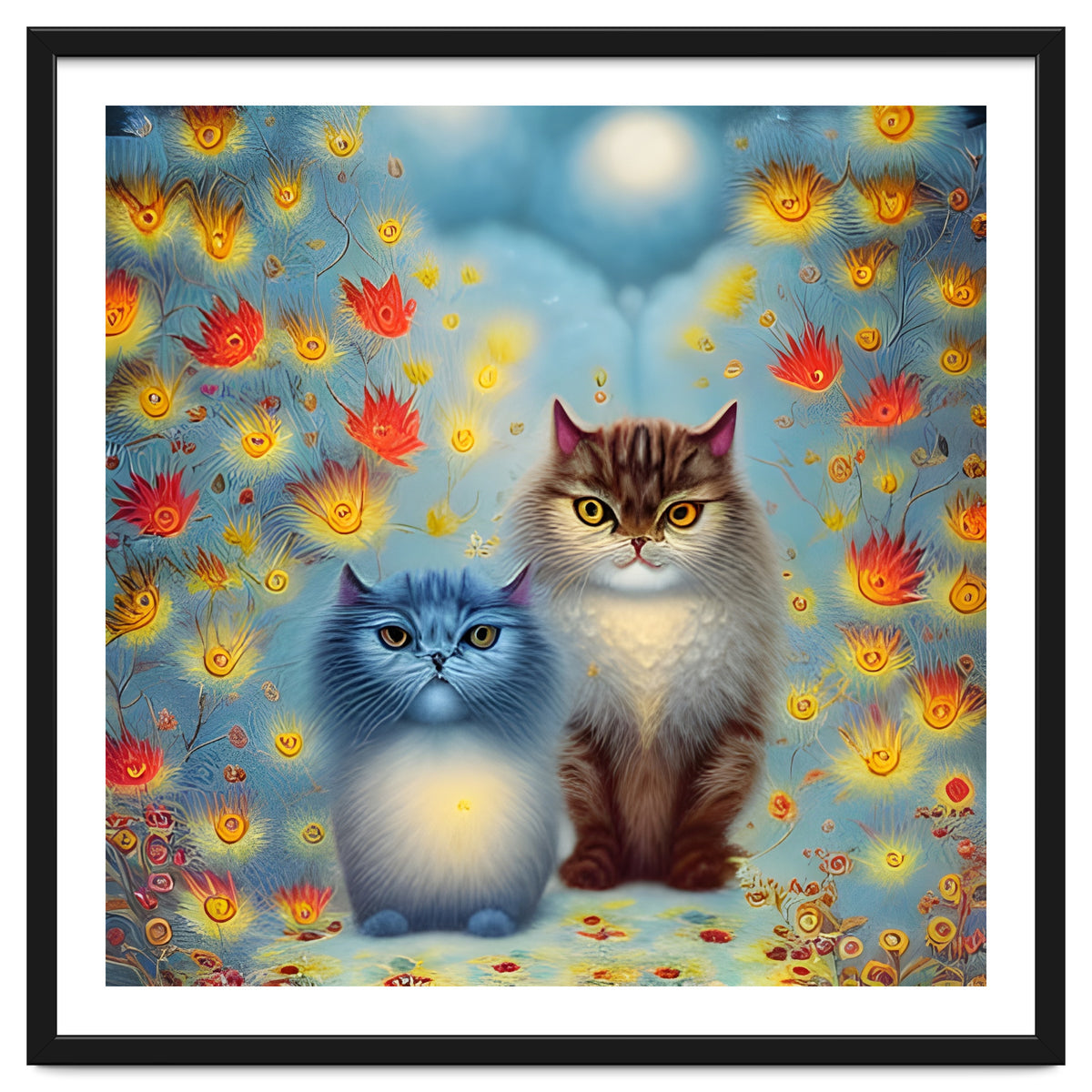 Two Paws Think Alike - Cat Couple in Autumn