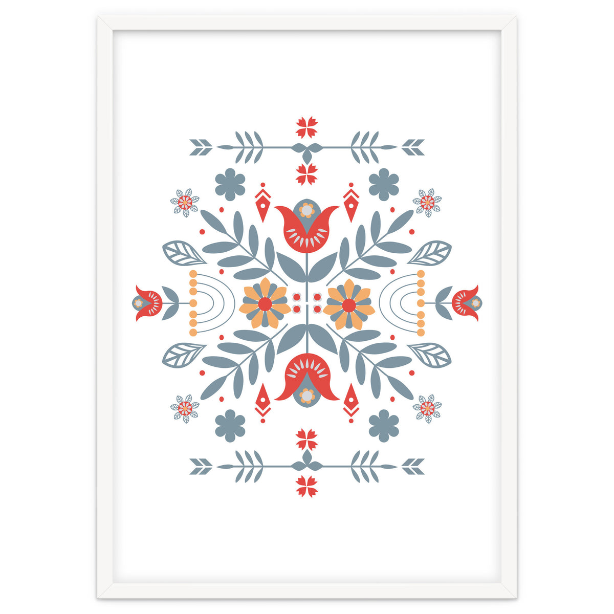 Scandinavian Folk Retro Flower Pattern