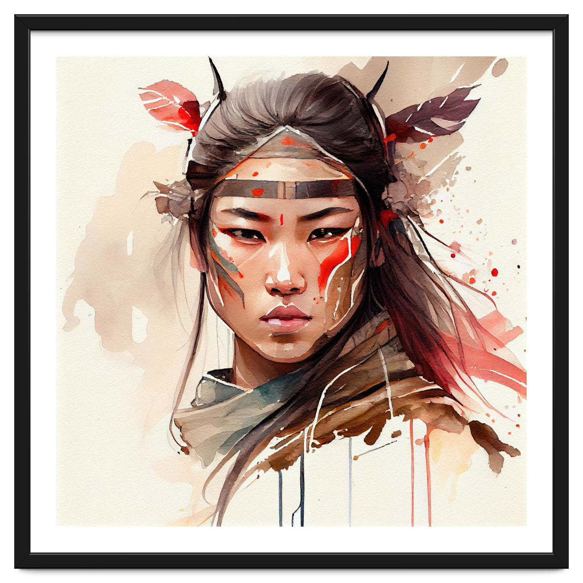 Watercolor Asian Warrior Woman #2