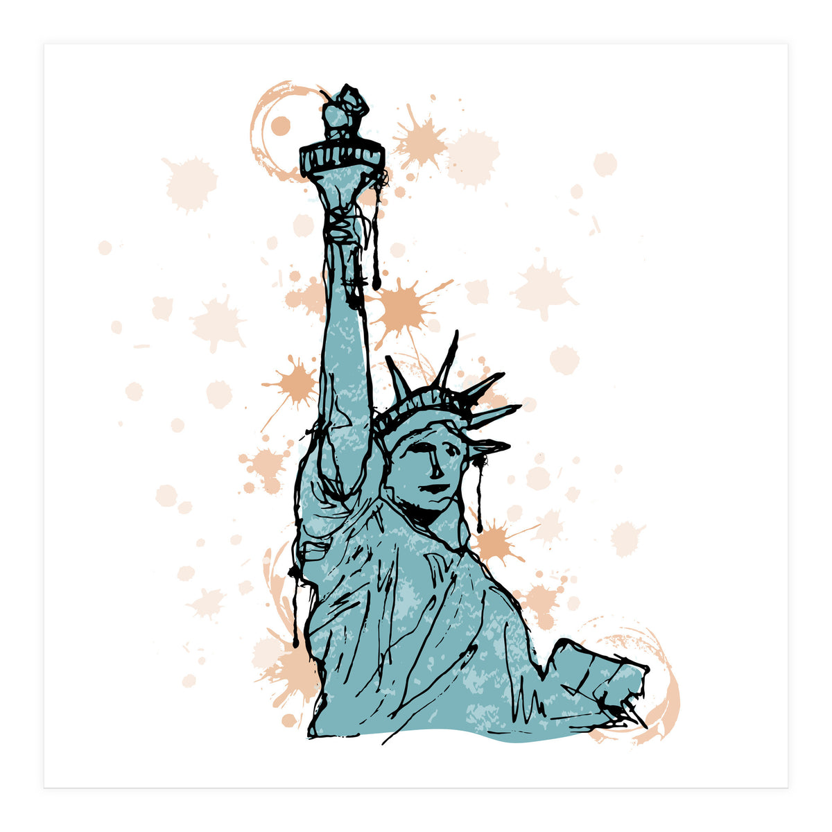 Close view of the Statue of Liberty Sketch (Print Only)