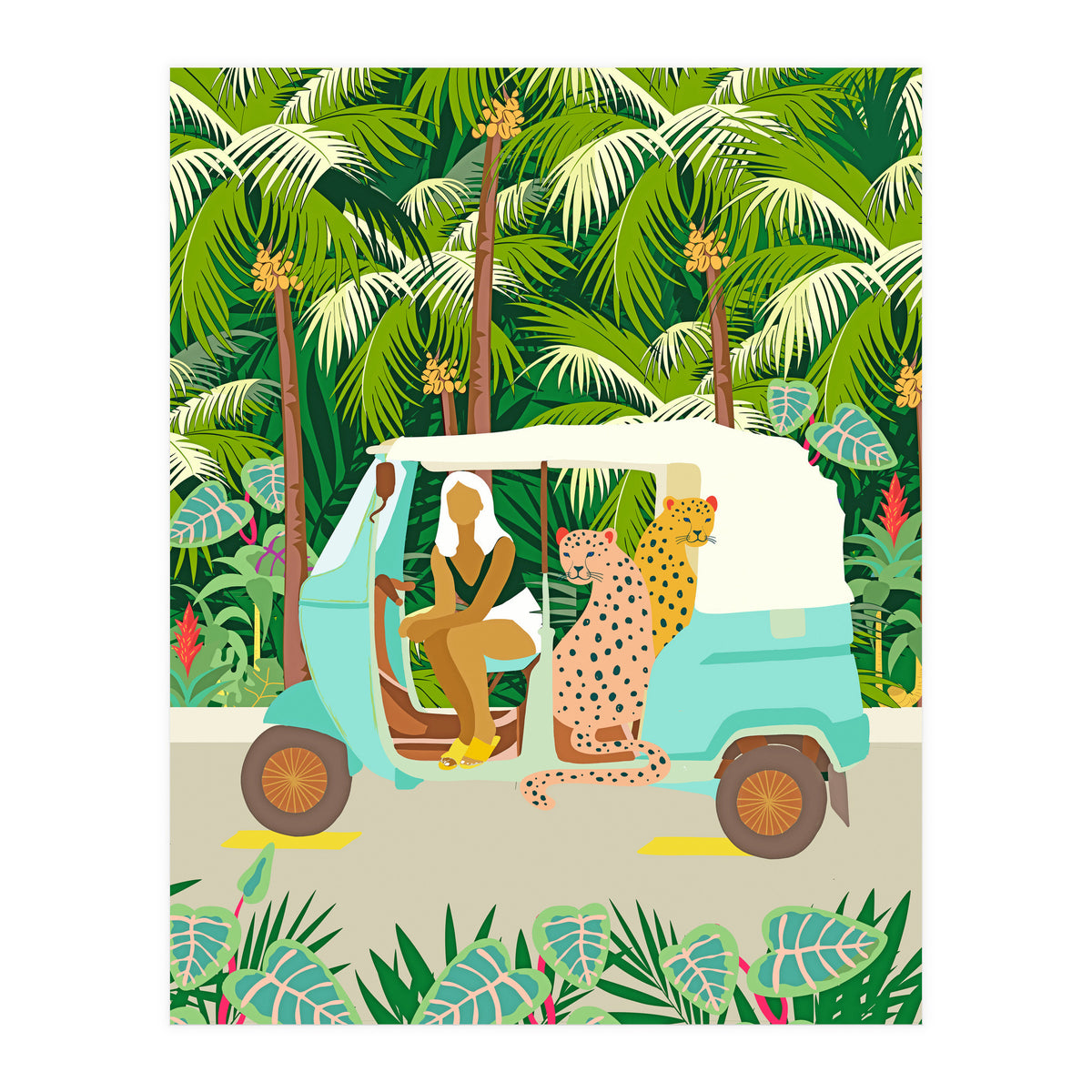 Rikshaw ride with Javan leopards in Bali | Tropical Nature Jungle Bohemian Wildlife Travel (Print Only)