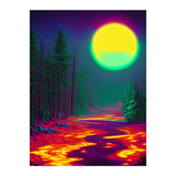 Neon Moon, Color Pop Art Glow Forest, Nature Landscape Adventure, Travel Mystery Eclectic, Contemporary Digital Painting (Print Only) thumbnail