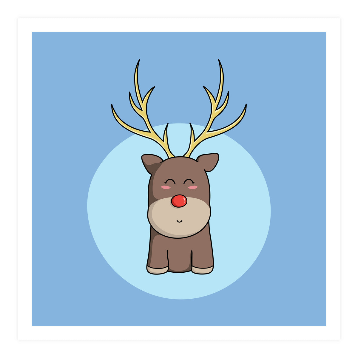 Kawaii Cute Christmas Reindeer (Print Only)