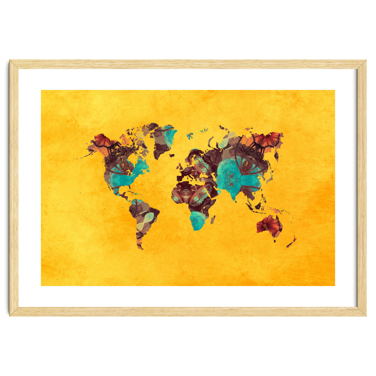 world map yellow art