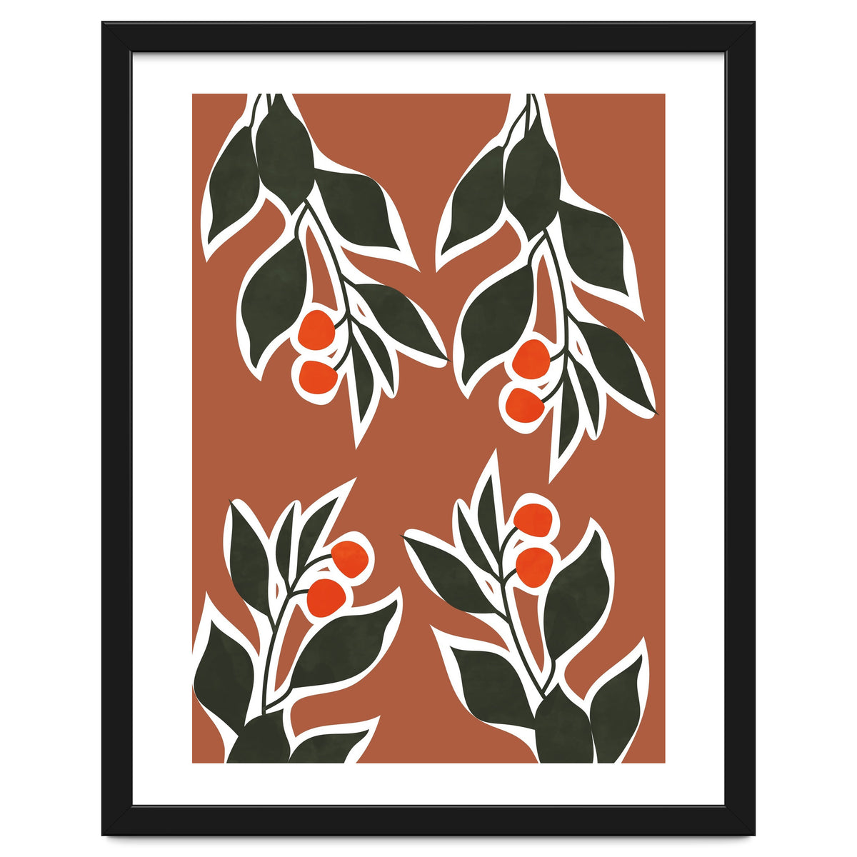 Red Cherry Leaf Boho Botanical II