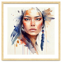 Watercolor Floral Indian Native Woman #12