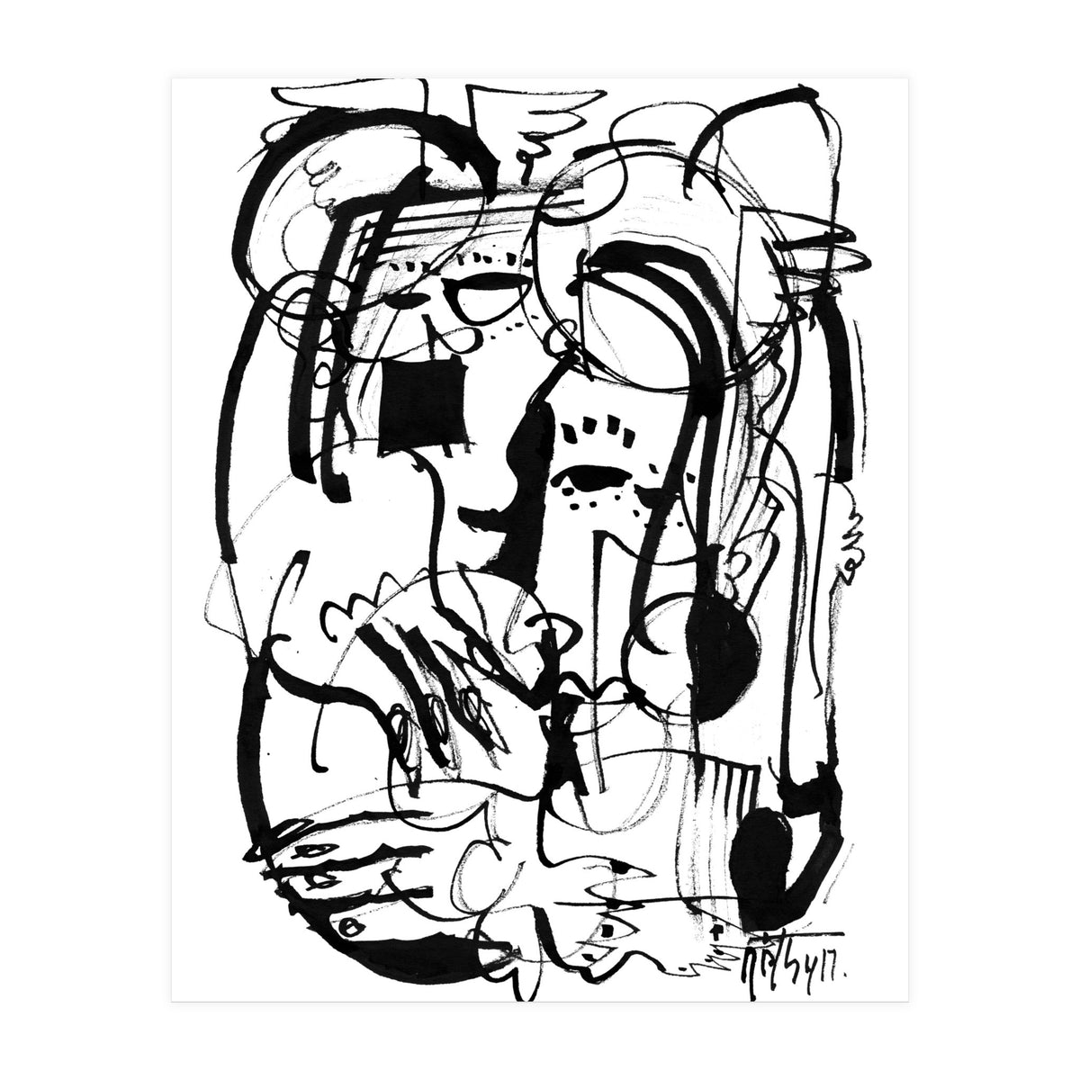 Two Shy Angels - b&w (Print Only)