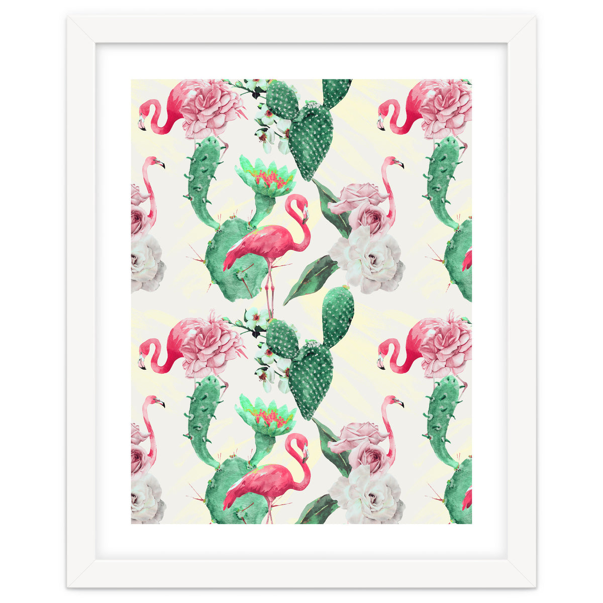 Flamingos, geometric and flowers
