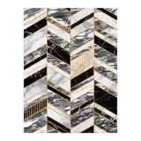 Abstract Chevron Pattern - Black and White Marble (Print Only) thumbnail