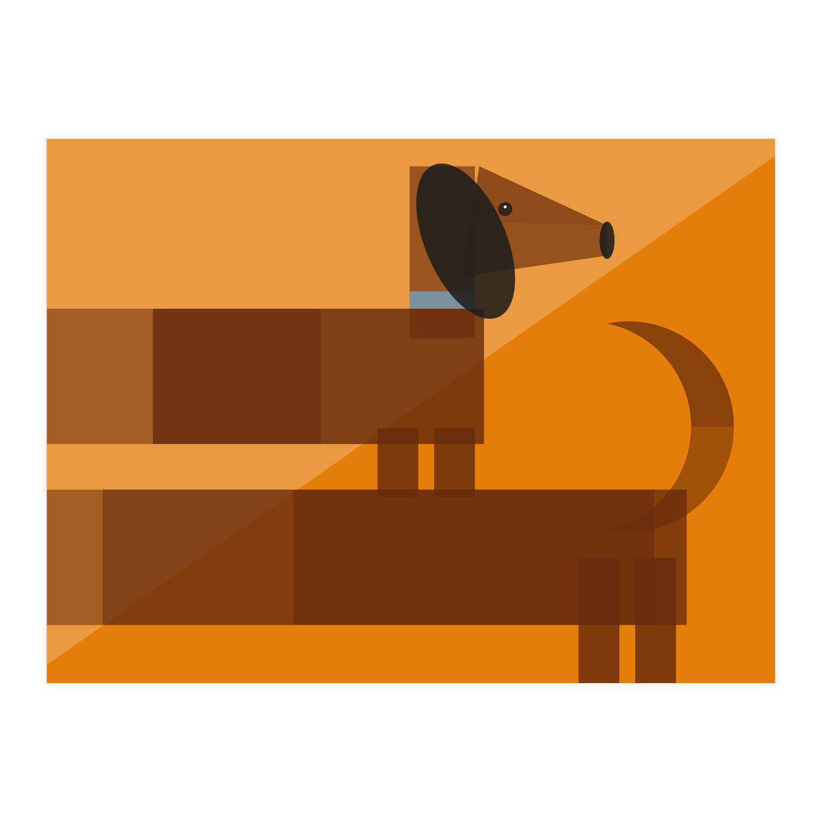 Mid Century Geometric Sausage Dog Dachshund (Print Only)