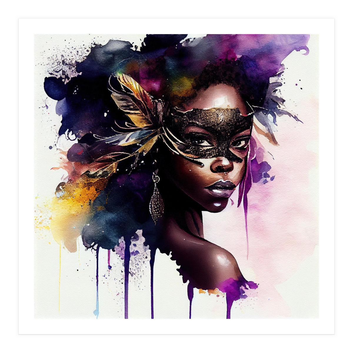 Watercolor Carnival Woman #4 (Print Only)