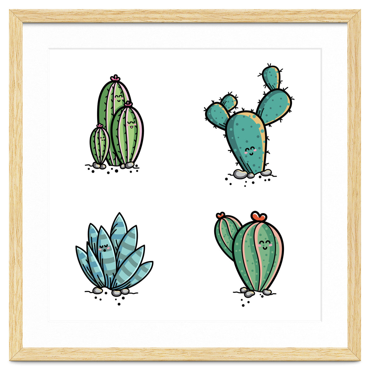 Kawaii Cute Cacti Desert Plants