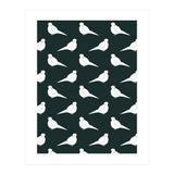 White Bird Pattern On Black (Print Only) thumbnail