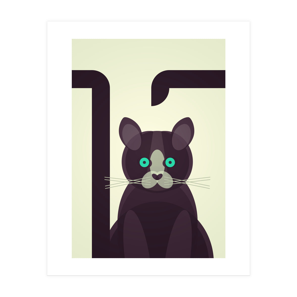 Mid Century Geometric Black Cat (Print Only)