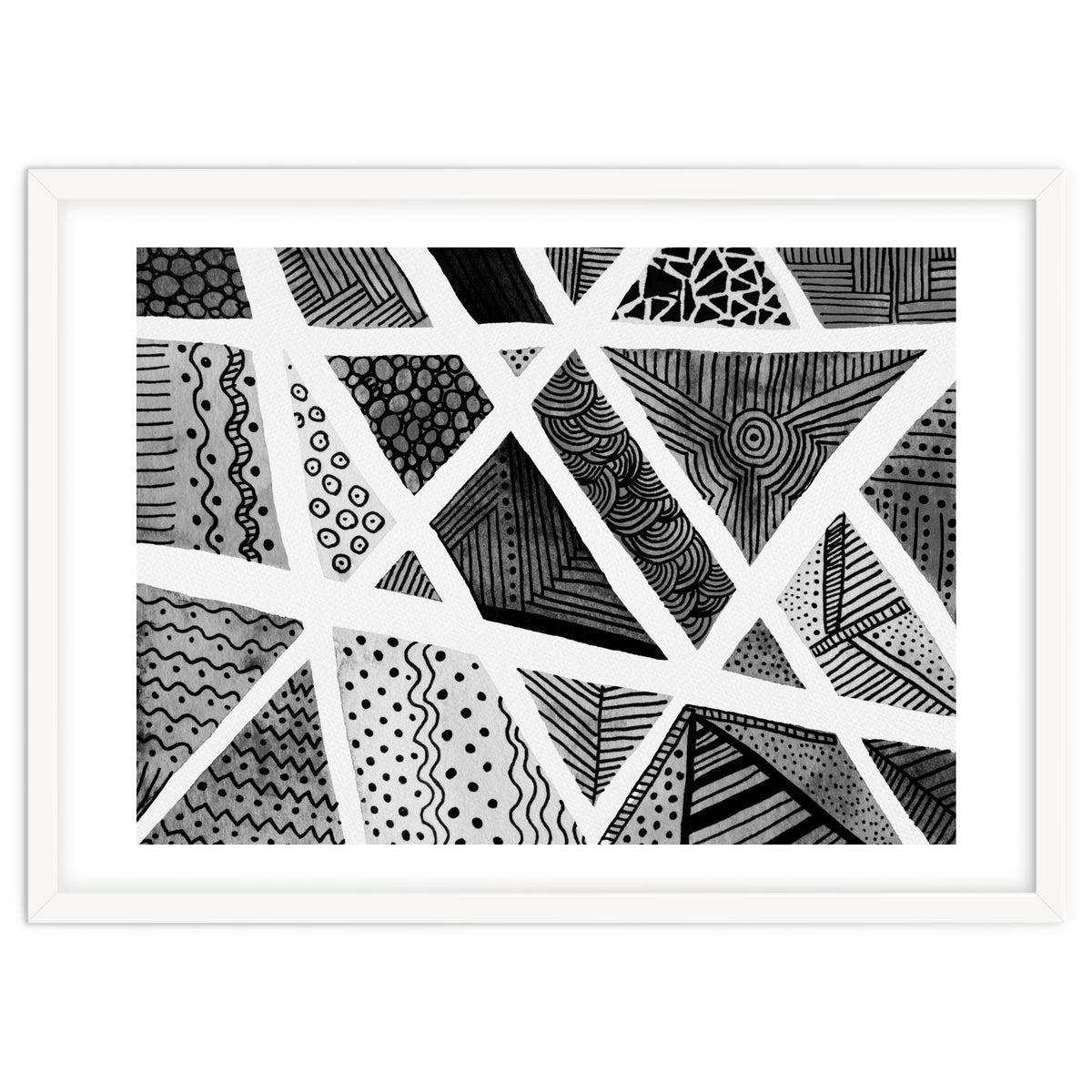 Geometric doodle pattern in black and white
