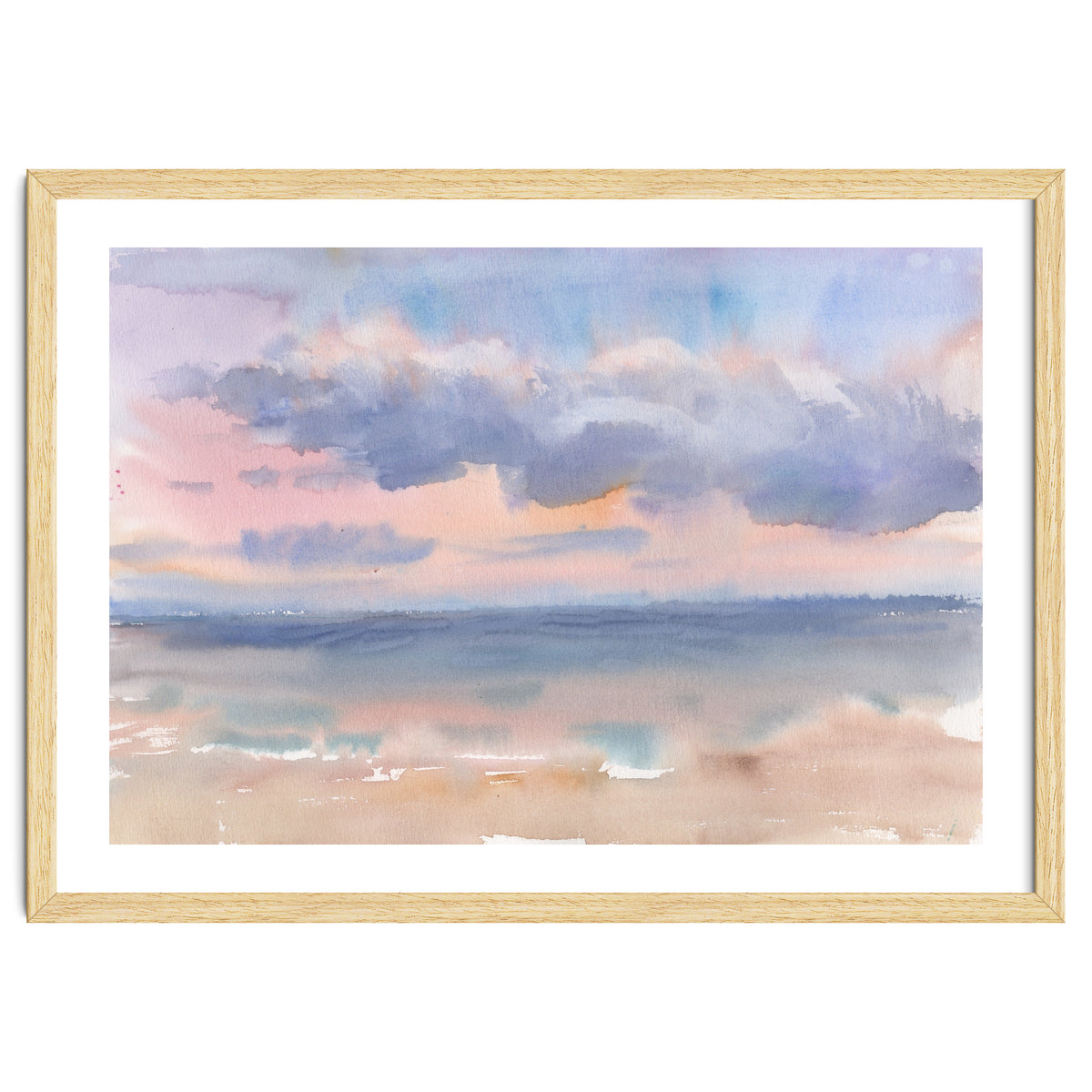 Beautiful morning At The Beach. Watercolor