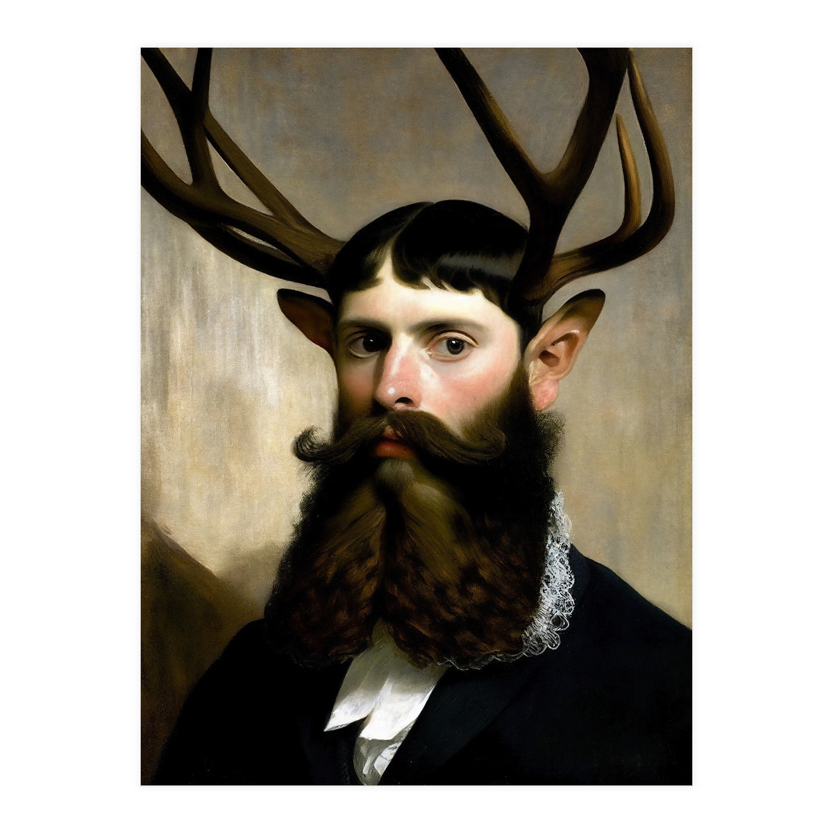Man Stag Surreal Oil Painting (Print Only)