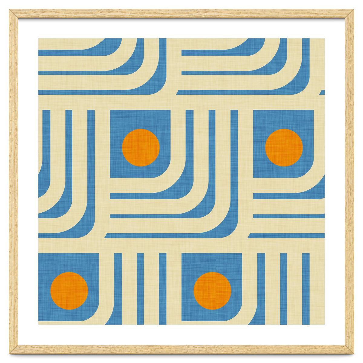 70s Curve Lines Blue Orange