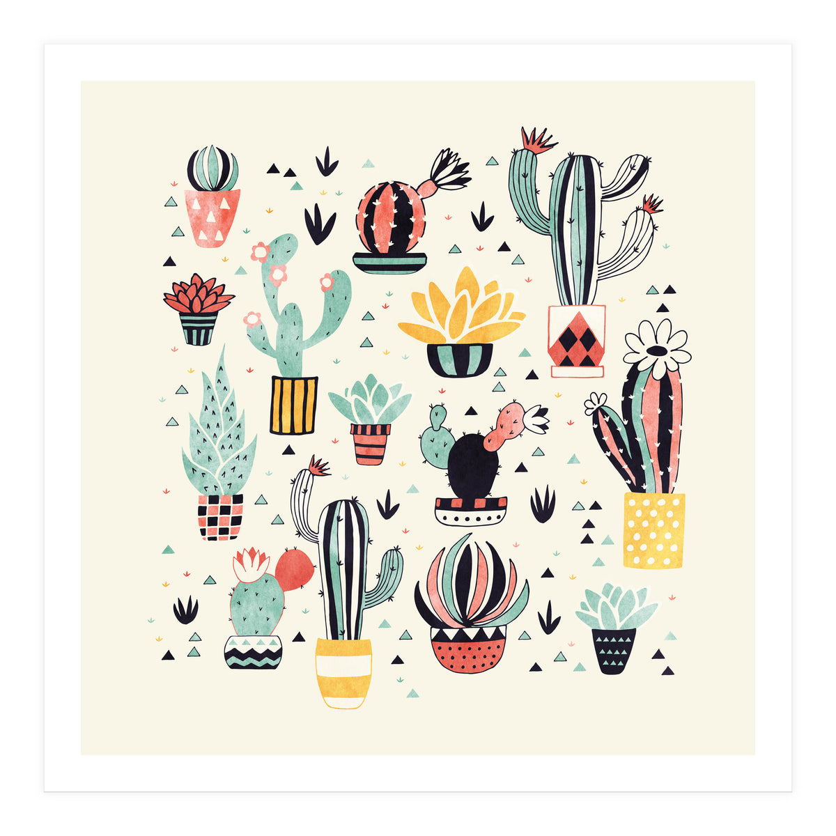Cactus In A Flower Pot (Print Only)
