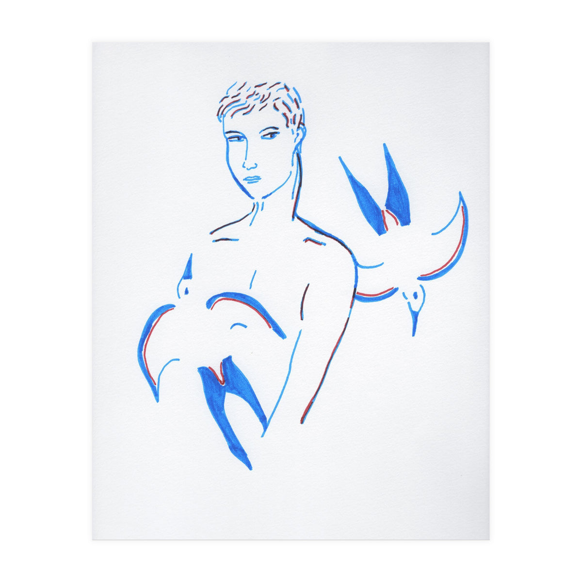 Boy with blue birds (Print Only)