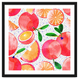 Citrus Tropical | Juicy Fruits Polka Dots | Food Orange Grapefruit Pink Watercolor Botanica thumbnail