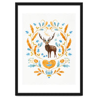 Floral Stag | Blue And Orange