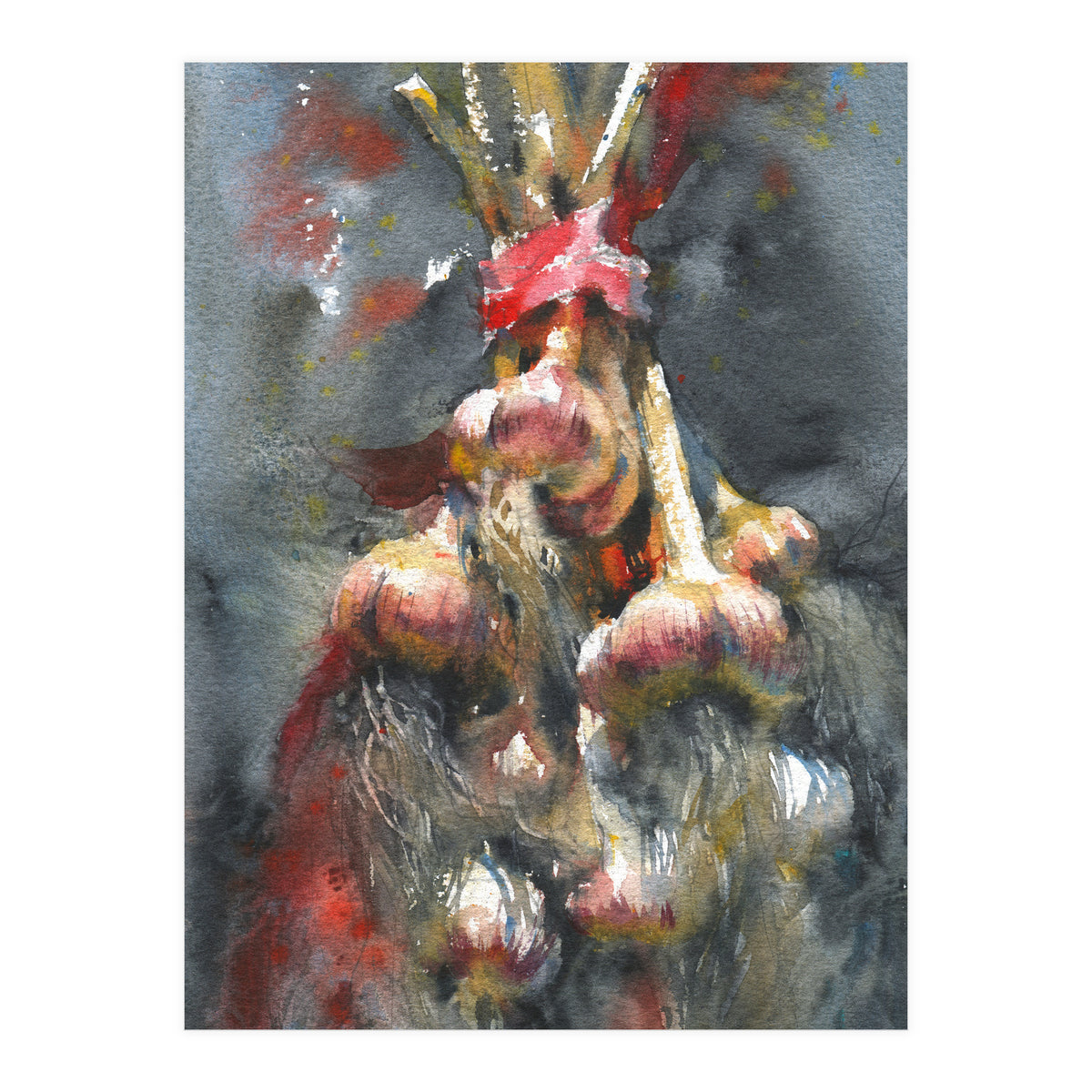 Garlic. Still-life  watercolor painting (Print Only)