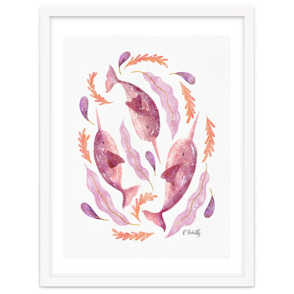 Swirling Narwhals | Pink