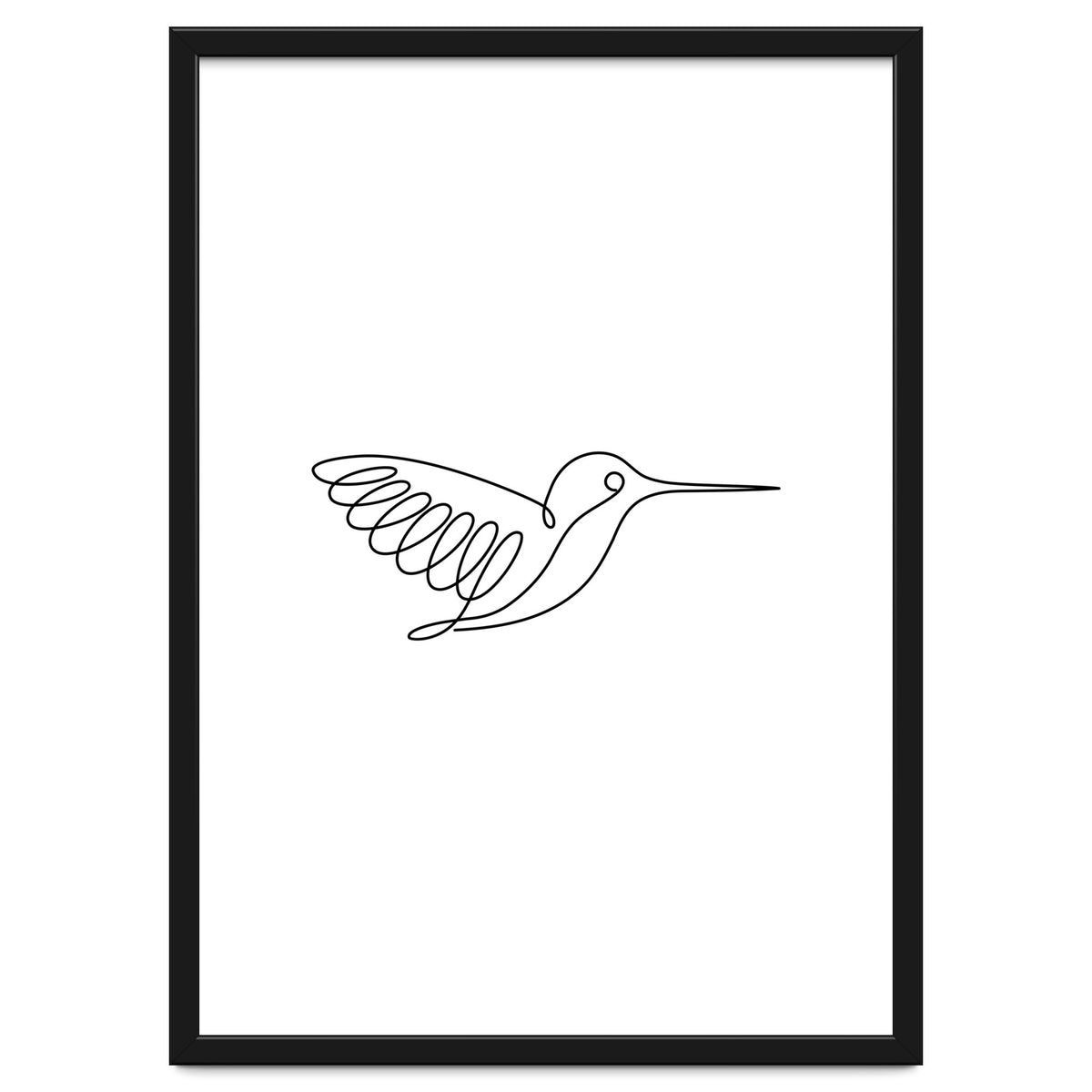 One Line Art Hummingbird