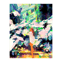 Live Quietly In a Corner Of Nature, Modern Bohemian Woman Jungle Forest Eclectic Painting (Print Only)