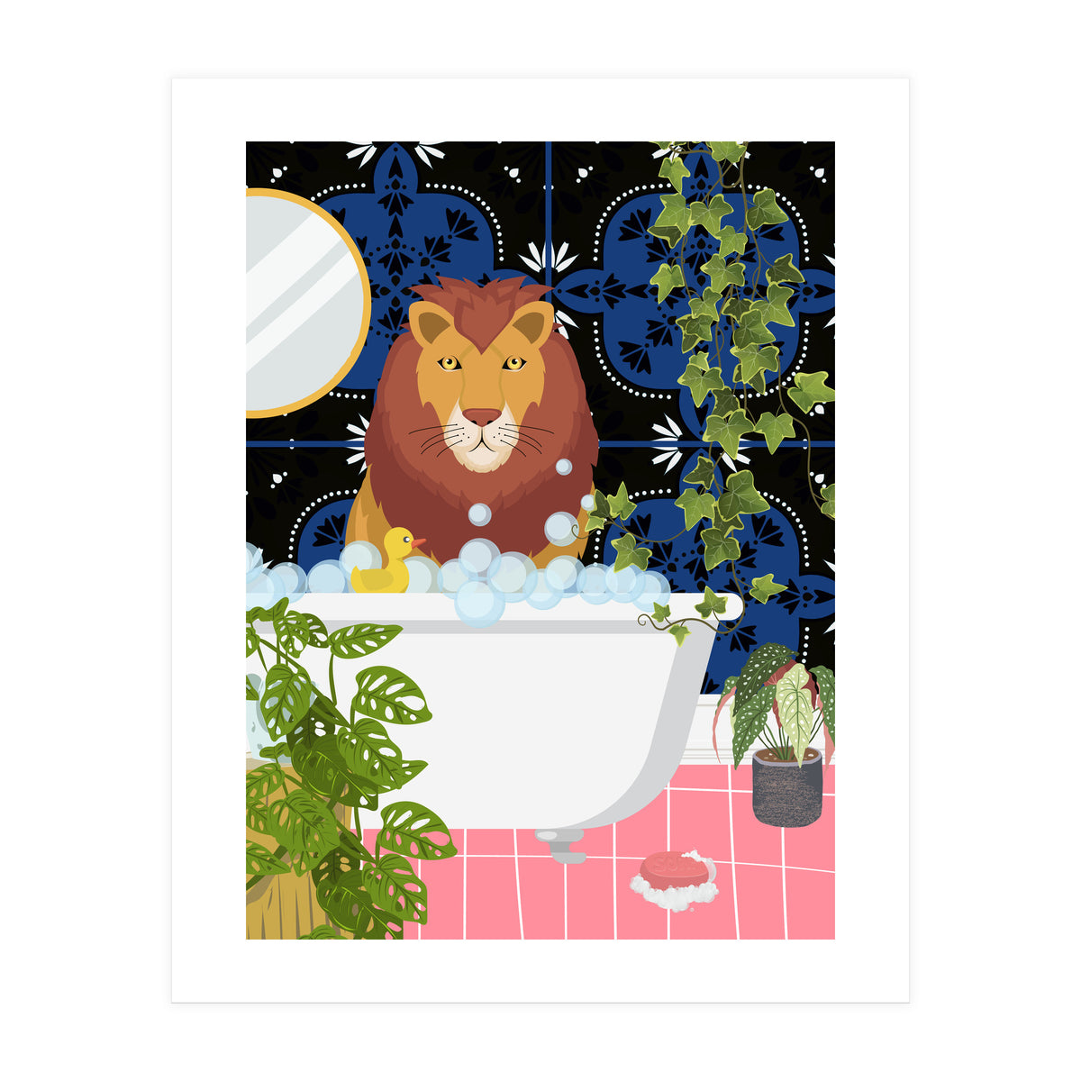 Lion in Moroccan Style Bathroom (Print Only)