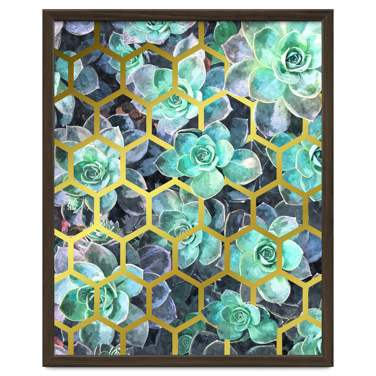 Succulents and Gold Geometric